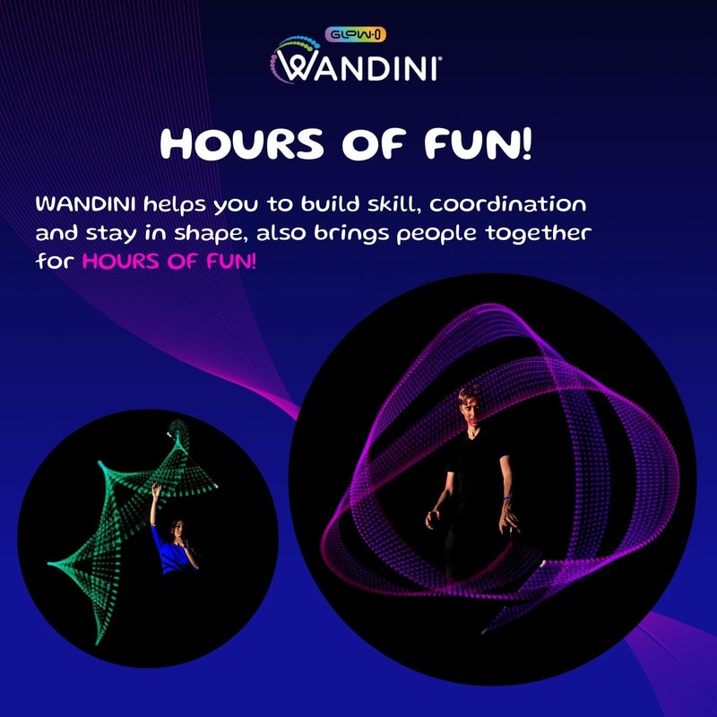 Wandini Glow.0 LED Light Magic Wand â€“ Collapsible Levitation Stick, USB Rechargeable & Patented Design, Balanced LED Flow Prop for Smooth Tricks, Visual Performances with 22 Dynamic Color Modes - Image 3